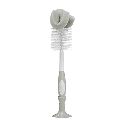 Dr. Brown's Reusable Sponge Baby Bottle Cleaning Brush with Suction Cup Stand, Scrubber and Nipple Cleaner, BPA-Free, Gray, 1-Pack - color: Gray Bottle Brush, size: 1-Pack