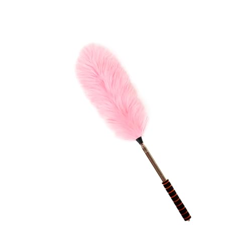 Lambs Wool Extendable Household Cleaning Duster 64" Wall Duster Cleaner with Stainless Steel Long Handle and Extension Pole for Cleaning High Ceiling Fan Interior Roof, Pink - color: Pink, size: 26-64 Inch