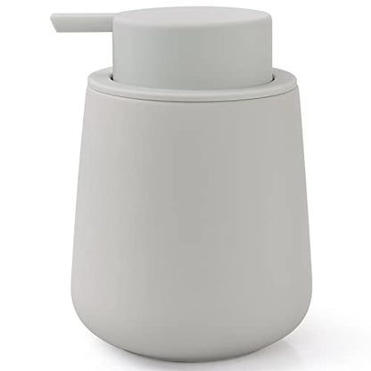Bosilunlife Soap Dispenser Bathroom - Light Grey Ceramic Soap Dispenser Lotion Pump Dish Soap Dispenser for Kitchen 12oz Refillable Liquid Hand Wash Dispenser for Bathroom (Rubber Paint) - color: Rubber Light Grey
