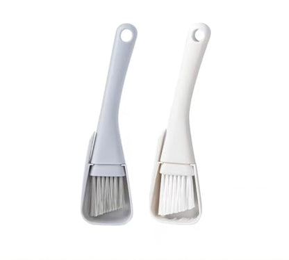 2PCs Window Track & Crevice Cleaning Brushes with Built-in Dustpan - Floor/Window Slot/Keyboard/Door Crevice Brush Set, Household Cleaning Tool Set(Gray+White) - color: Gray+white