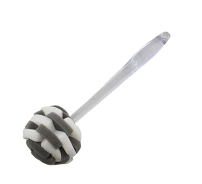 Glass Sponge Dish Brush with Handle – 11.5" Puff Head Kitchen Cleaning Brush for Glasses, Bottles, Dishes & Vases – Soft Layered Sponge with Ergonomic Clear Handle - color: Gray