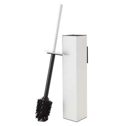 BGL Toilet Brush and Holder Set White Wall Mounted for Bathroom Square Design - color: White-wall Mount