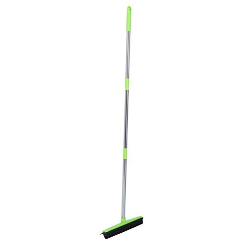 Rubber Broom Carpet Rake for Pet Hair Removal, 3 Section Telescopic Multifunction Floor Carpet Cleaner Sweeper, Green - color: Green