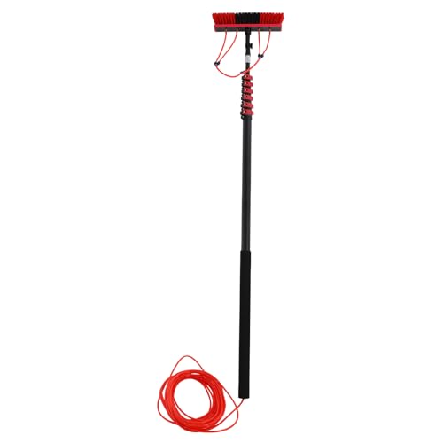 30ft Water Fed Pole Kit Solar Panel Cleaning Brush, Adjustable Window Cleaning Poles with 14in Water Fed Cleaning Brush, Solar Panel Cleaning Pole Outdoor Window Washing Equipment (30Ft, 14in Brush)