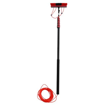 30ft Water Fed Pole Kit Solar Panel Cleaning Brush, Adjustable Window Cleaning Poles with 14in Water Fed Cleaning Brush, Solar Panel Cleaning Pole Outdoor Window Washing Equipment (30Ft, 14in Brush)