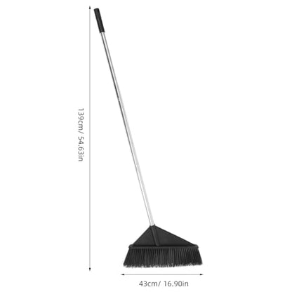 Stiff Bristle Push Broom with Long Handle, Hard Bristle Cleaning Tool for Home Yard Warehouse, Outdoor Floor Sweeping and Heavy Duty Use Style