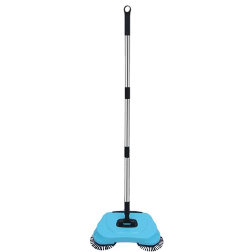 Carpet Sweeper Cleaner - Stainless Steel Adjustable Handle Sweeper | Non Electric Sweeping Machine, Floor Cleaning Tools for Home, Indoor and Outdoor Sweeping - color: Blue