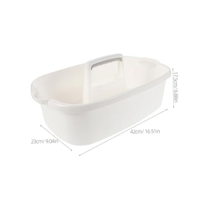 Portable Bathroom Storage Basket with Handle Thick Plastic Cleaning Organizer for Showers and Kitchens Small Tote for Cleaning Supplies Versatile Storage for Home and Hotels