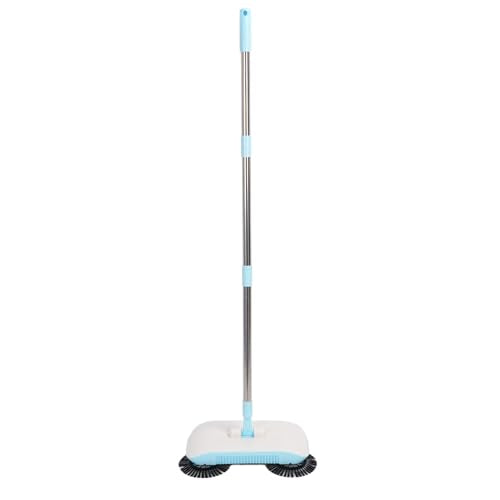 Carpet Sweeper Manual Push Handheld, Spin Sweeper Push 2 in 1 Hand Floor with 180 Degree Rotating Hard Floor Mopping Cleaner for Wooden Marble Tile (Blue) - color: Blue