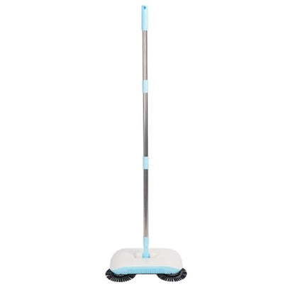 Carpet Sweeper Manual Push Handheld, Spin Sweeper Push 2 in 1 Hand Floor with 180 Degree Rotating Hard Floor Mopping Cleaner for Wooden Marble Tile (Blue) - color: Blue
