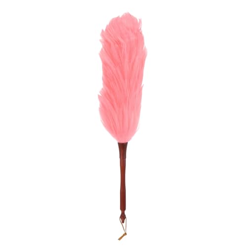 uxcell Wool Duster, 20.5" Natural Feather Cleaner Household Cleaning Duster with Solid Wooden Handle for Cleaning Fans Window Blinds Shelves Furniture, Pink - color: Pink, size: 20.5"