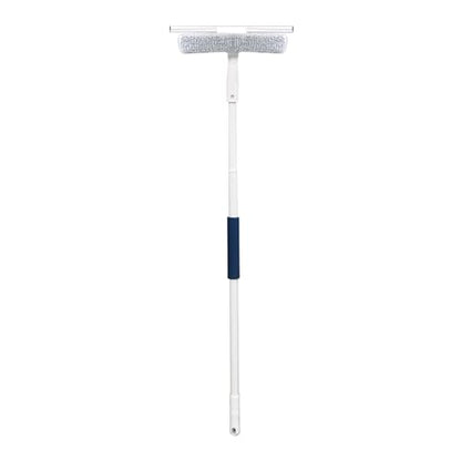 Unger 12” Outdoor Window Scrubber and Squeegee Kit with 5’ Telescopic Pole for High Access, Cleaning Supplies for Mirrors and Glass Surfaces, Machine Washable Sleeve