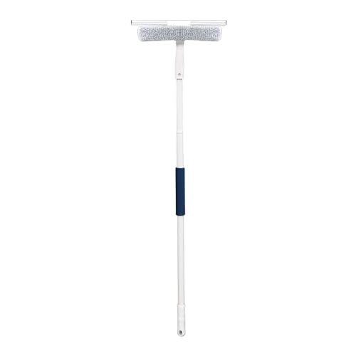 Unger 12” Outdoor Window Scrubber and Squeegee Kit with 5’ Telescopic Pole for High Access, Cleaning Supplies for Mirrors and Glass Surfaces, Machine Washable Sleeve