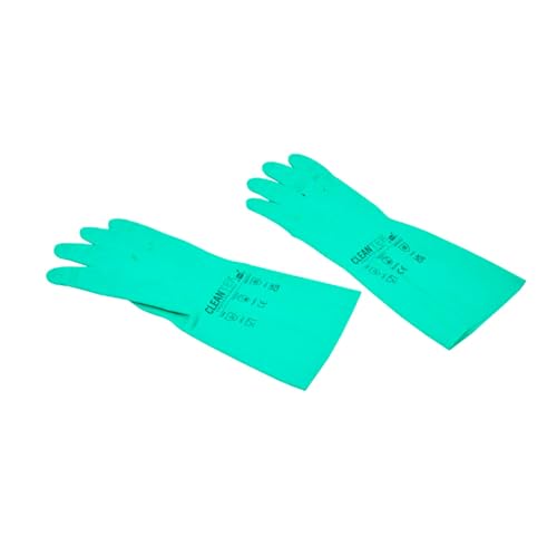 Restaurantware-Clean Tek Professional 15 Mil Medium Cleaning Gloves, 1 Pair Of Long Cuff Gloves - Flock Lining, No-Powder, Green Nitrile Chemical Tolerant Gloves, No-Latex, Heavy-Duty Tasks - color: Green, size: Medium