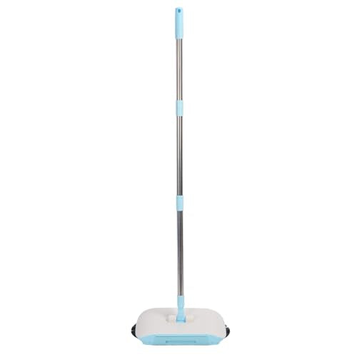 Carpet Sweeper Manual Push Handheld, Spin Sweeper Push 2 in 1 Hand Floor with 180 Degree Rotating Hard Floor Mopping Cleaner for Wooden Marble Tile (Blue) - color: Blue
