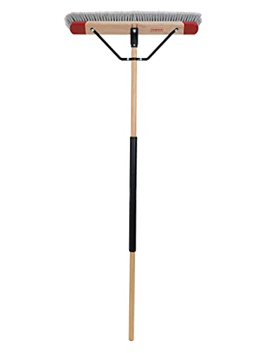 Harper 24 Inch Indoor Push Broom, Premium Heavy Duty Smooth-Surface Floor Cleaning with Flagged Bristles, Home and Garage Sweeping, Gray - style: Premium Indoor Smooth-Surface Push Broom