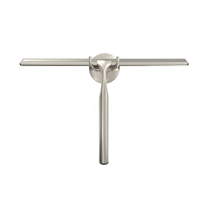 Better Living Deluxe XL Shower Squeegee, Multi-Purpose Silicone Squeegee Blade with Storage Hook, Rust-Proof Heavy Duty Window, Glass, Shower Scrubber, Windshield Wiper, 12", Brushed Nickel - color: Brushed Nickel, size: 12 Inch