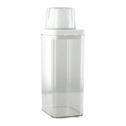 Laundry Detergent Dispenser with Airtight Lid and Measuring Cup, Transparent AS Body, Silicone Seal Moisture-Proof Storage Container for Home Organization(1500ml) - size: 1500ml