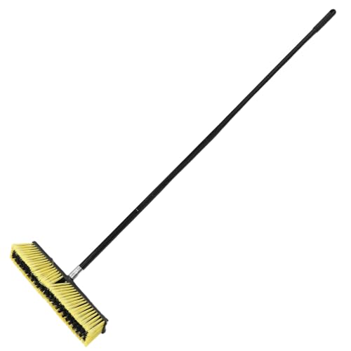 Homoyoyo Heavy Duty Push Broom Floor Brush with Aluminum Threaded Handle, 80cm Outdoor Yard Sweeper Broom for Patio, Driveway, Garage, and Courtyard Cleaning