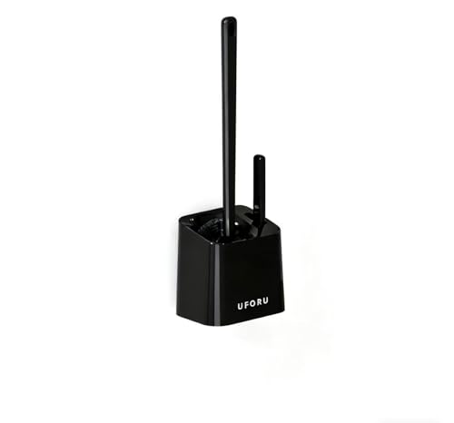 Wall-Mounted Toilet Brush Set，Installs On Floors Or Walls Without Drilling，Features a Compact,Drip-Proof Base for Deep Cleaning Inside The Toilet Bowl (Black)