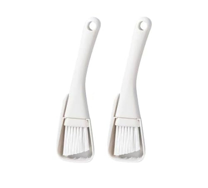 2PCs Window Track & Crevice Cleaning Brushes with Built-in Dustpan - Floor/Window Slot/Keyboard/Door Crevice Brush Set, Household Cleaning Tool Set(White+White) - color: White+white
