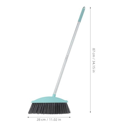 FAVOMOTO Long Handle Sweeping Broom for Floor Cleaning Nordic Blue Heavy Duty Indoor Dust Broom Kitchen and Home Cleaning Tool Suitable for Pet Hair and Daily Sweeping