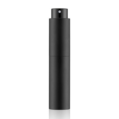 Tekson 10ml Travel Perfume Atomizer Refillable, Mini Cologne Spray Bottle Empty, Small Coffee Spray Bottle (Black) - color: black