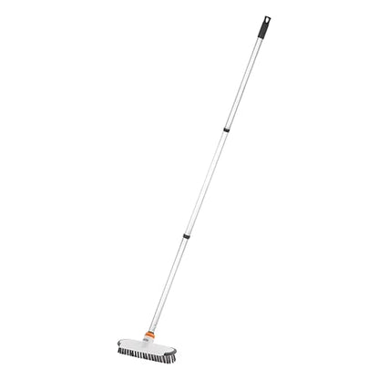 Superio Deck Scrub Brush with Long Handle, Heavy Duty Stiff Bristles Grout Scrubber with Scraper - Cleans Hot Tub, Swimming Pool, Granite Tiles, Bathroom, Patio, Kitchen, Wall and Deck (3 Part Handle) - size: 3 Part Handle