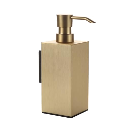 BGL Brushed Gold Wall Mounted Soap Dispenser, Aluminum Liquid Hand Soap Pump for Bathroom and Kitchen Sink, Screw Mount Refillable Soap Bottle, Manual Liquid Soap Dispenser - color: Brushed Gold-wall Mount