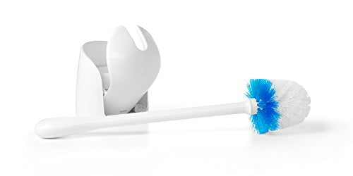 OXO Good Grips Compact Toilet Brush & Canister, Toilet Bowl Brush and Holder with Automatic Canister Door, Bathroom and Small Spaces Cleaning Supplies Essential (Pack of 6) - color: White, size: 1 Count (Pack of 6)