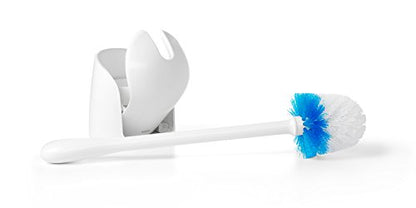 OXO Good Grips Compact Toilet Brush & Canister, Toilet Bowl Brush and Holder with Automatic Canister Door, Bathroom and Small Spaces Cleaning Supplies Essential (Pack of 6) - color: White, size: 1 Count (Pack of 6)