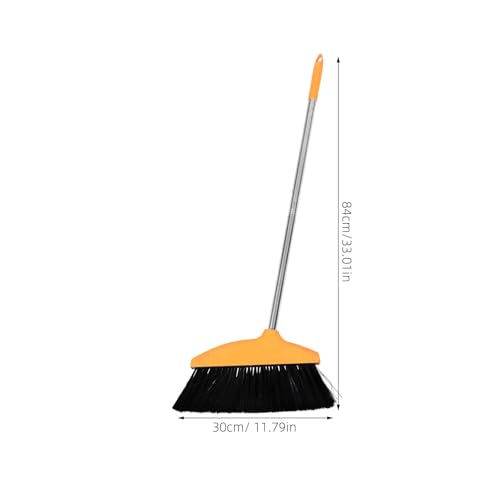 Wide Angle Soft Bristle Broom with Long Handle Commercial Cleaning Floor Broom for Home and Office Orange Non-Stick Hair Sweep for Indoor and Outdoor Use
