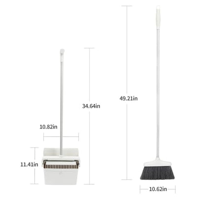 CQT Broom and Dustpan Set with Handle, Brush and Dustpan Set for Home Kitchen Cleaner Floor Sweeping Upright Stand Up Dust pan Cleans Combo (White)