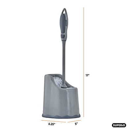 Superio Toilet Brush and Holder (1 Pack) Toilet Scrubber Bowl Cleaner Brushes Wand, Toilets Brush with Holder Caddy, Bathroom Cleaning Brush, Bowl Brush Set - color: Gray