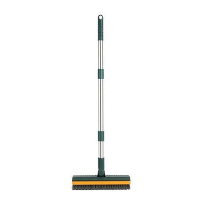 Floor Scrub Brush with Long Handle 43.7 Inch V Shape Rotating Head Floor Brush with Scraper, Stiff Bristle Non Slip Broom for Bathroom Kitchen Shower Grout Tile Outdoor Deck Patio