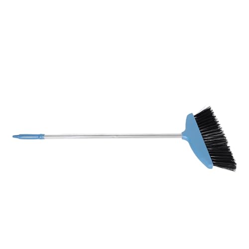 GALPADA Soft Bristle Broom for Home Floor Cleaning with Long Stainless Steel Handle, Blue Garbage Sweeping Broom Suitable for Kitchen, Garage, and Lobby Use
