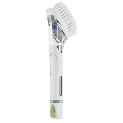 RIMAY Dish Brush with Soap Dispenser, Dish Washing Brush with Handle, Soap Dispensing Dish Brush, Soap Brush for Kitchen Sink, Dish Wand Kitchen Brushes for Dishes/Pans/Pots/Sink (White) - color: White