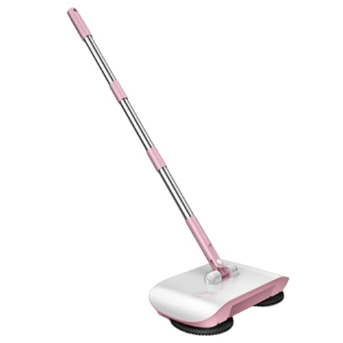 Carpet Cleaner Brush, 2 in 1 Manual Vacuum Sweeper, 180 Degree Rotating Sweeping Mop, Hand Push Sweeper, Home Cleaning Tool for Cleaning Pet Hair, Loose Debris, Lint (Pink) - color: Pink