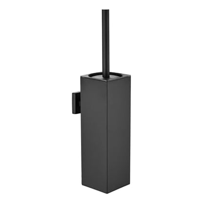 Square Wall-Mounted Toilet Brush Holder, and Black | Cleaning Brush Head, Splash Guard, Drip Tray - color: Black