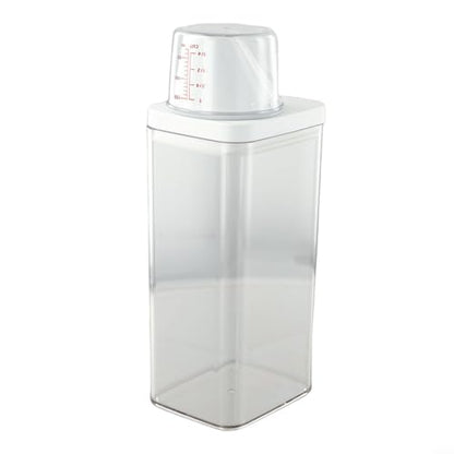 Laundry Detergent Dispenser with Airtight Lid and Measuring Cup, Transparent AS Body, Silicone Seal Moisture-Proof Storage Container for Home Organization(700ml) - size: 700ml