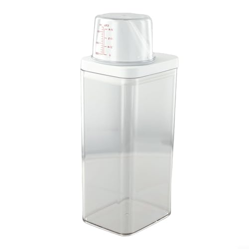 Laundry Detergent Dispenser with Airtight Lid and Measuring Cup, Transparent AS Body, Silicone Seal Moisture-Proof Storage Container for Home Organization(1500ml) - size: 1500ml