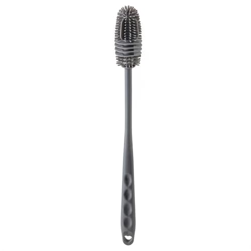 Baby Bottle Brush, Silicone Water Bottle Cleaner Flexible Extra Long Handle Grey Cup Cleaner Brush for Washing Hydro Flasks Sports Tumblers and Deep Narrow Neck Glassware