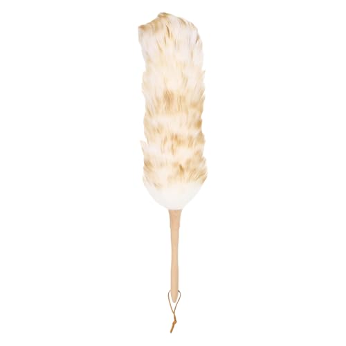 uxcell Wool Duster, 24.4" Natural Feather Cleaner Household Cleaning Duster with Solid Wooden Handle for Cleaning Fans Window Blinds Shelves Furniture, White Coffee - color: White Coffee, size: 24.4"