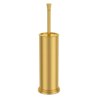 Toilet Brush and Holder Set：304 Stainless Steel Heavy Duty Toilet Bowl Brush，Removable Inner Bowl and Splash Protection，Bathroom Toilet Brush-Dense Bristles for Through Cleaning - color: Gold