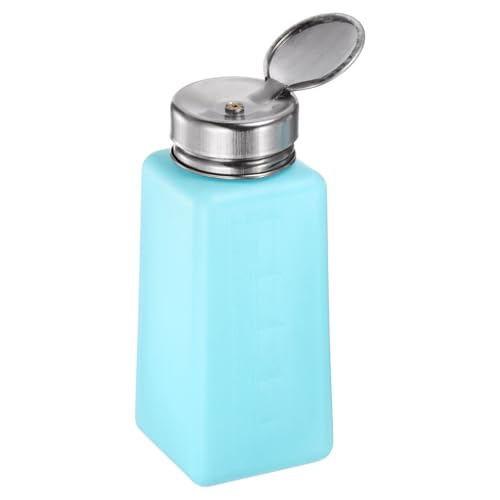 HARFINGTON Solvent Alcohol Dispensers 250ml(8.5oz) Push Down Liquid Dispenser Pump Bottle with Sealing Stainless Steel Lid for Acetone Cleanser Polish Remover, Blue - color: Blue, size: 8.5 Ounces