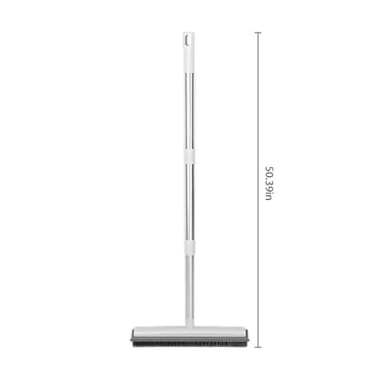 Generic 50.4 in Adjustable Pet Hair Broom with Silicone Squeegee, 12.2 in Head, White Brush for Tile Hardwood Carpet Cleaning