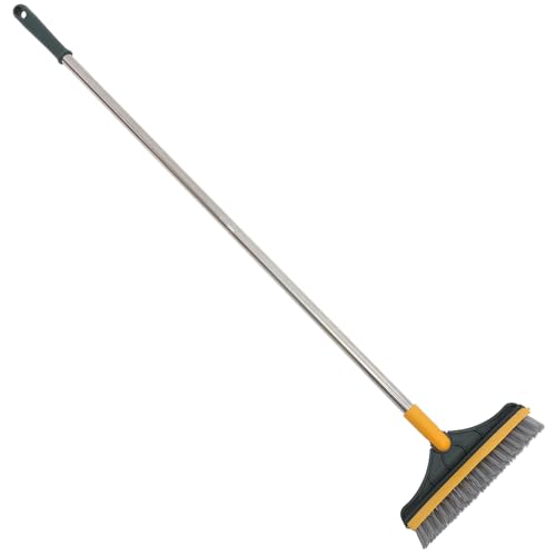 Dual-Sided Shower Floor Scrub Brush, Crevice Cleaning Brush for Bathroom Tile and Wall Corners, Upgraded Yellow-Green Floor Scrubber for Deep Shower and Toilet Cleaning