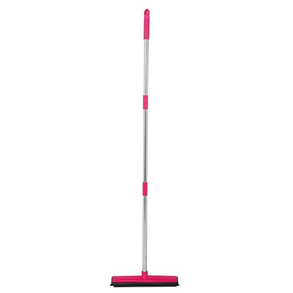 Carpet Hair Removal Broom with 48'' Telescoping Adjustable Handle, Rubber Broom Carpet Rake for Pet Hair Dust Removal Daily Household Cleaning(Pink)