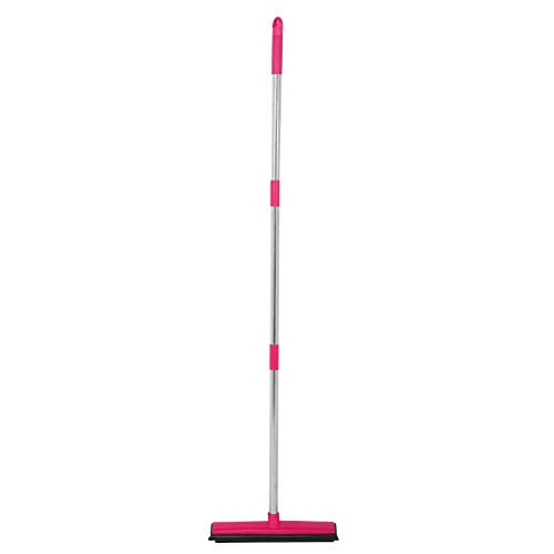 Carpet Rake for Pet Hair Removal, Rubber Broom Cleaning Brush, Telescopic Floor Broom, Pink, Adjustable Length - Multi - Functional, Non - Stick Hair Removal, Ideal for Home and (Pink) - color: Pink