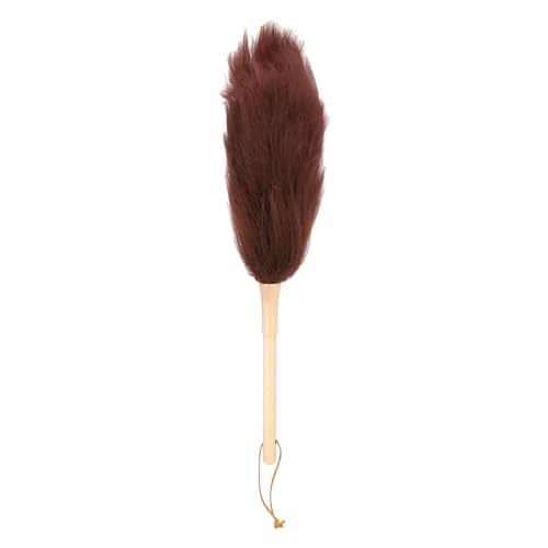 uxcell Wool Duster, 14.2" Natural Feather Cleaner Household Cleaning Duster with Solid Wooden Handle for Cleaning Fans Window Blinds Shelves Furniture, Coffee - color: Coffee, size: 14.2"